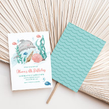 ドルフィンアンダーザシー誕生日招待状