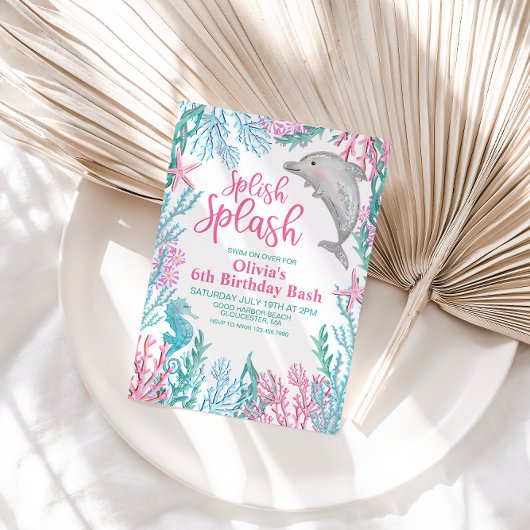 ドルフィンアンダーザシー誕生日招待状 招待状
