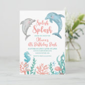 ドルフィンアンダーザシー誕生日招待状 招待状 (スタンド正面)