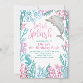 ドルフィンアンダーザシー誕生日招待状 招待状