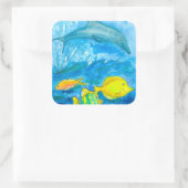 ドルフィンイエロータン熱帯魚 スクエアシール (バッグ)