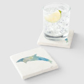 ドルフィンウォータカラー素朴ビーチデコール ストーンコースター (横)