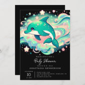 ドルフィンエレガントベビーシャワー 招待状 (正面/裏面)