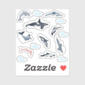 ドルフィンオルカ水色スケッチパーソナライズされた名 シール (シート)
