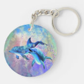 ドルフィンカップル – あなたの写真/文字を追加 キーホルダー (裏面)