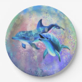 ドルフィンカップル – あなたの写真/文字を追加 ペーパープレート (正面)