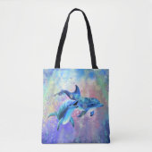 ドルフィンカップル – 美しい トートバッグ (正面)