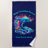 ドルフィンカラフルスプラッシュ ビーチタオル (正面)