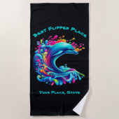 ドルフィンカラフルスプラッシュ ビーチタオル (正面)