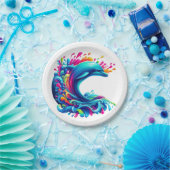 ドルフィンカラフルスプラッシュ ペーパープレート (パーティー)