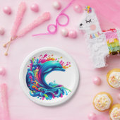 ドルフィンカラフルスプラッシュ ペーパープレート (パーティー)