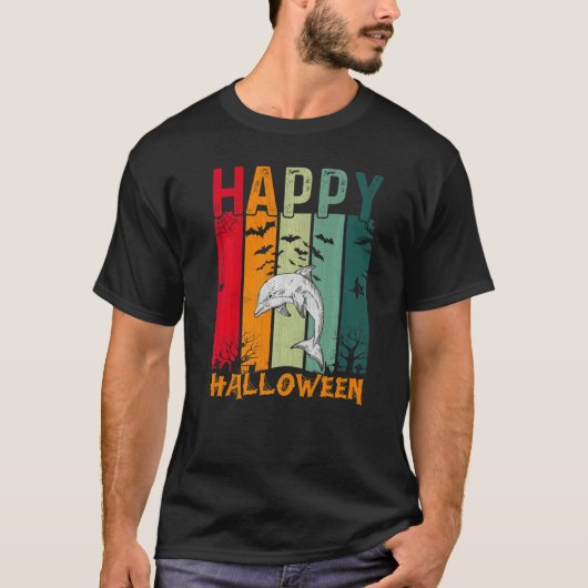 ドルフィンガールズボーイズレトロスタイルハロウィンディナーP Tシャツ (正面)