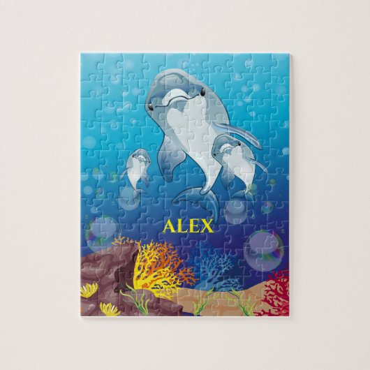 ドルフィンキッズパズルと子供の名前。 ジグソーパズル (縦)