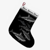 ドルフィンクリスマスストッキングパーソナライズされたドルフィン ラージクリスマスストッキング (正面 (吊り時))