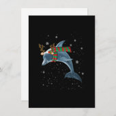 ドルフィンクリスマストナカイ〔雄ジカの〕枝角クリスマスプレゼント 招待状 (正面/裏面)