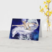 ドルフィングリーティングカード付きマーメイド カード (黄色い花)