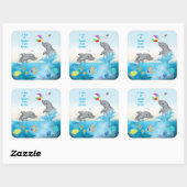 ドルフィンサマーおもしろいシ感謝していステッカー スクエアシール (シート)