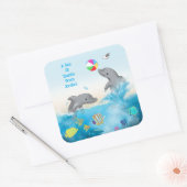 ドルフィンサマーおもしろいシ感謝していステッカー スクエアシール (封筒)