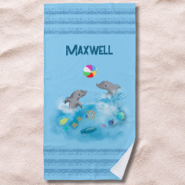 ドルフィンサマーおもしろいボーイズブルービーチタオル ビーチタオル