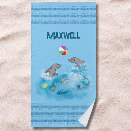 ドルフィンサマーおもしろいボーイズブルービーチタオル ビーチタオル