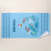 ドルフィンサマーおもしろいボーイズブルービーチタオル ビーチタオル (正面)