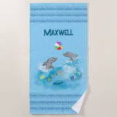 ドルフィンサマーおもしろいボーイズブルービーチタオル ビーチタオル (正面)