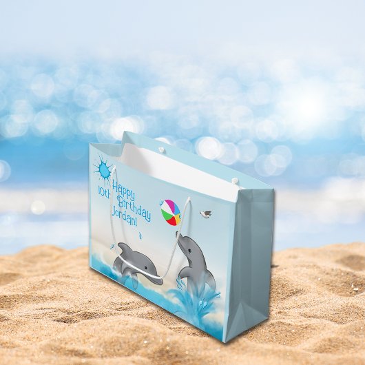 ドルフィンサマーキッズブルーモダン抱き枕 ラージペーパーバッグ