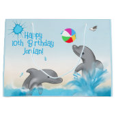 ドルフィンサマーキッズブルーモダン抱き枕 ラージペーパーバッグ (正面)