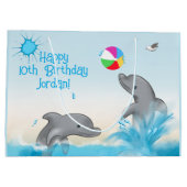 ドルフィンサマーキッズブルーモダン抱き枕 ラージペーパーバッグ (裏面)