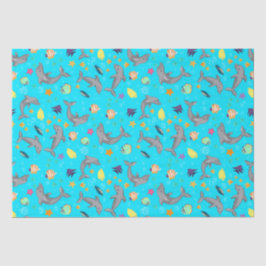 ドルフィンサマーキッズブルー誕生日ティッシュペーパー 薄葉紙