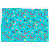 ドルフィンサマーキッズブルー誕生日抱き枕 ラージペーパーバッグ (裏面)