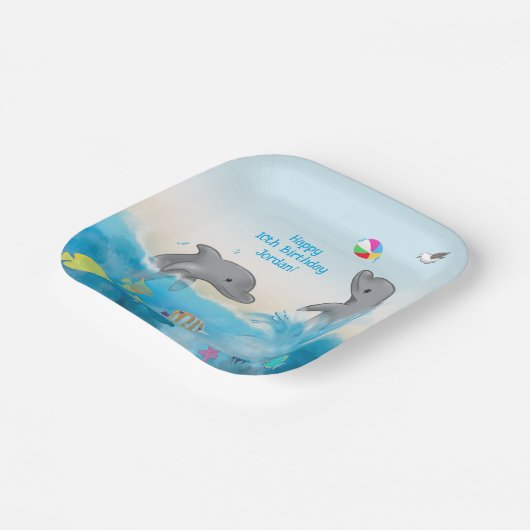 ドルフィンサマースイムおもしろい紙プレート ペーパープレート (傾斜あり)