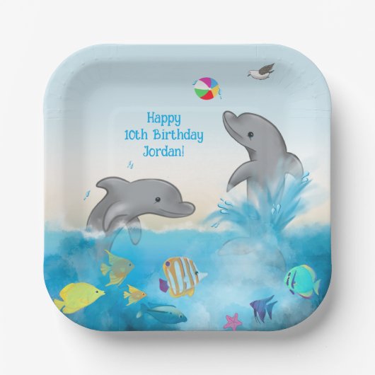 ドルフィンサマースイムおもしろい紙プレート ペーパープレート (正面)