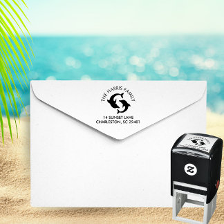 ドルフィンシルエットファミリー名差出人住所 セルフインキングスタンプ