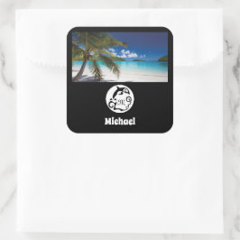 ドルフィンシルエットモノグラム名タグフォト スクエアシール