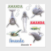 ドルフィンシーライフセットネームモノグラム シール (シート)