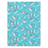 ドルフィンジョイトロピカル海クリスマス/アクアレッド テーブルクロス (正面)