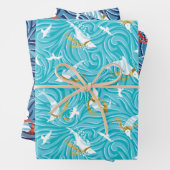 ドルフィンジョイトロピカル海航海のクリスマス ラッピングペーパーシート (インサイチュ)