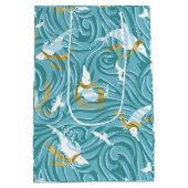 ドルフィンジョイ航海のトロピカルクリスマス/アクア,金ゴールド ミディアムペーパーバッグ (裏面)