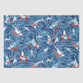 ドルフィンジョイ航海のトロピカルクリスマス/ブルー，赤 薄葉紙