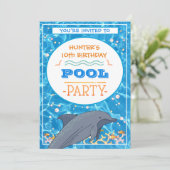 ドルフィンスイミングプールパーティー誕生日 招待状 (スタンド正面)