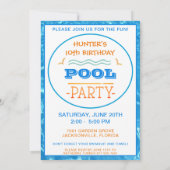 ドルフィンスイミングプールパーティー誕生日 招待状 (裏面)