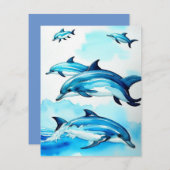 ドルフィンスイムフラットノートカード ノートカード (正面/裏面)