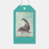 ドルフィンスプラッシングのまわりにハッピーバースデー ギフトタグ (裏面)