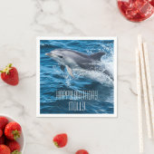 ドルフィンスプラッシングカスタムバースデーパーティー スタンダードカクテルナプキン (インサイチュ)