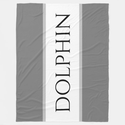 ドルフィンスポーティグレイ白黒航海のストライプ フリースブランケット (正面)