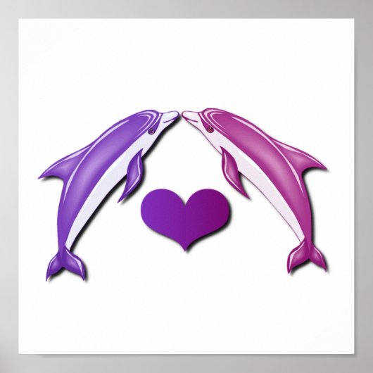 ドルフィンズキスをするポスタープリント ポスター (正面)