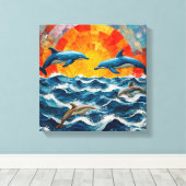 ドルフィンズシースケープ キャンバスプリント (インサイチュ (ウッドフロア))