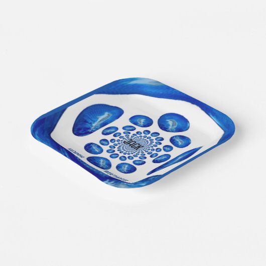 ドルフィンズシーブルー誕生日 パーソナライズされた ペーパープレート (傾斜あり)