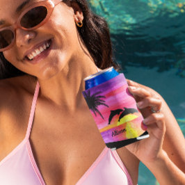 ドルフィンズトロピカルパラダイスパーソナライズされた 缶クーラー